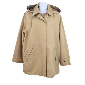 Liz Claiborne oversized Cream outerwear Soft Suede hooded Zip Up jacket women S